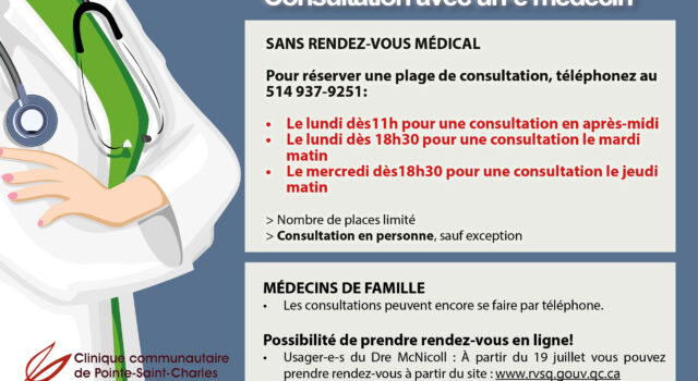 Consultation avec un-e médecin : quelques changements