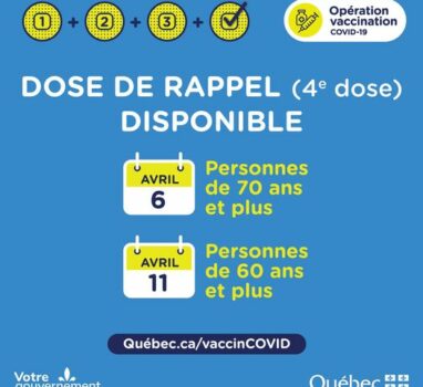 Cliniques de vaccination COVID-19 dose de rappel (4e dose)